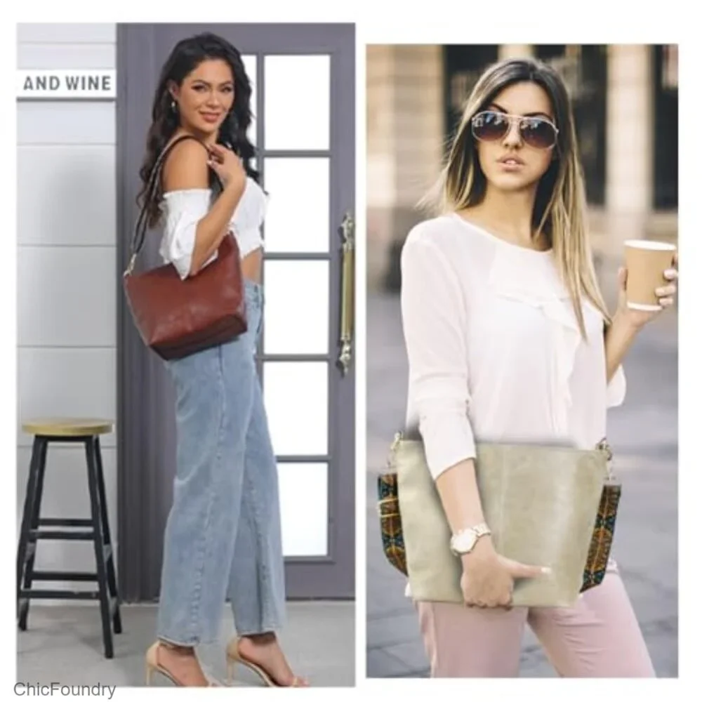 Vegan Leather Crossbody Hobo Bag with Zipper, Large Capacity Shoulder Purse